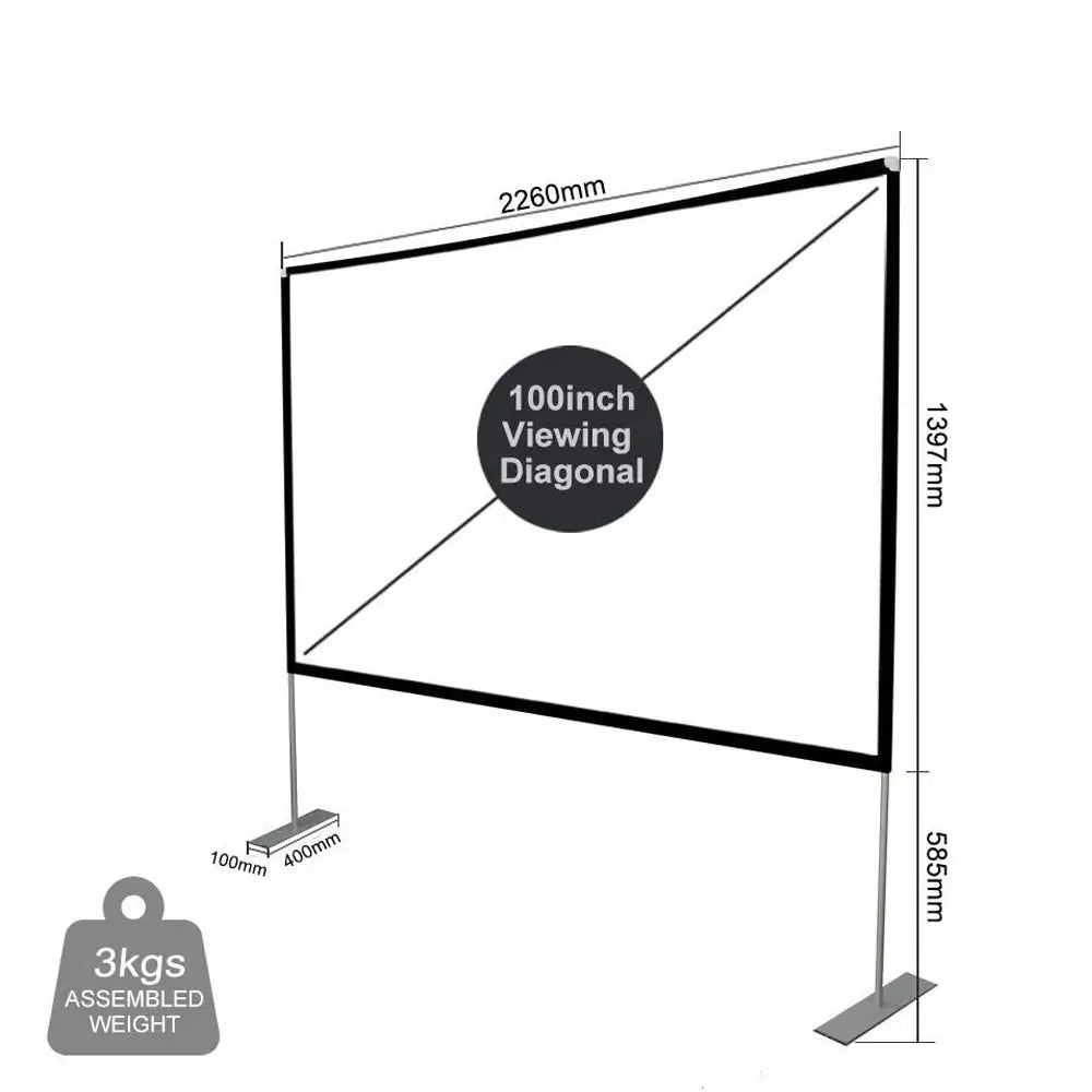 Vizuals 4k Projector Screen 100Inches - Portable Outdoor Projector Screen